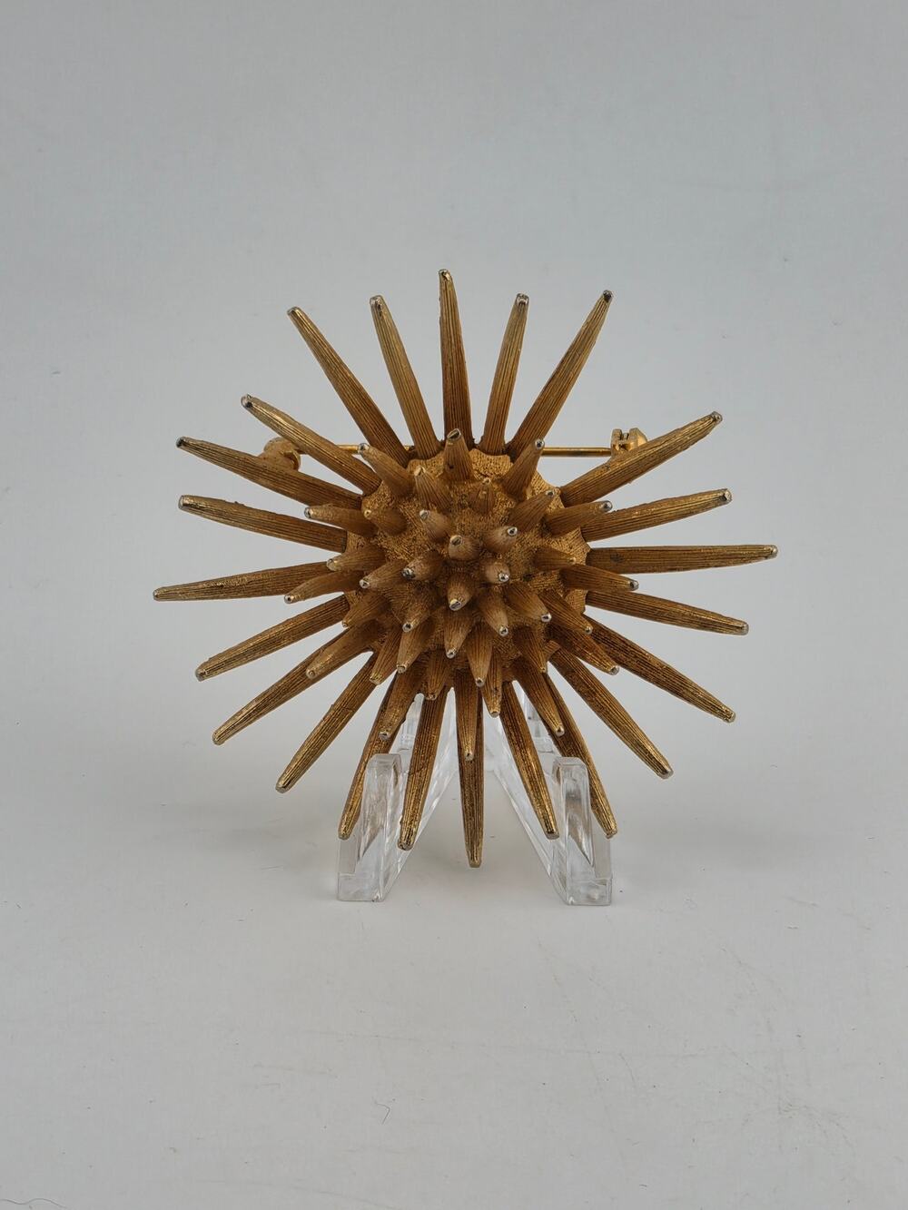 Vintage Gold Tone Sea Urchin Atomic Starburst Brooch